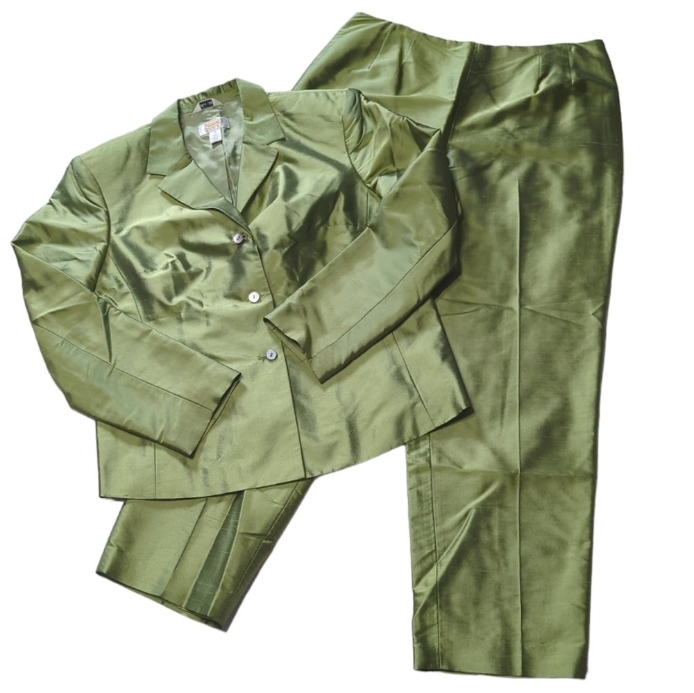Talbots Women's‎ Suit Blazer Pants 100% Silk Quiet Luxury Easter 12 Petite 12P